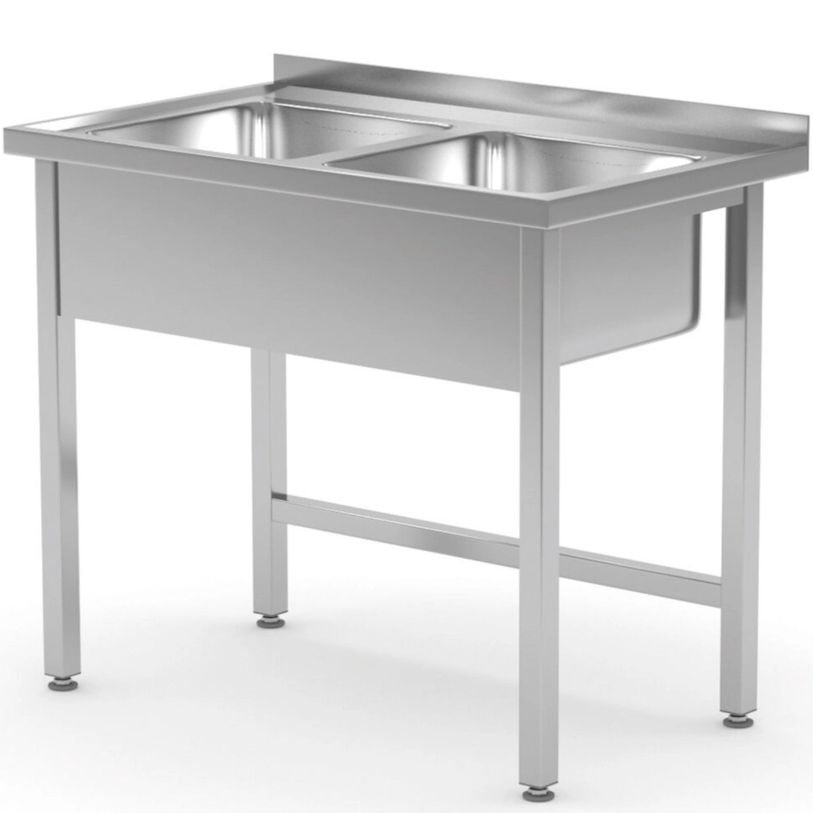 Worktop table for kitchen with two steel sinks welded 100x60x85 cm - Hendi 815007 - Carlat