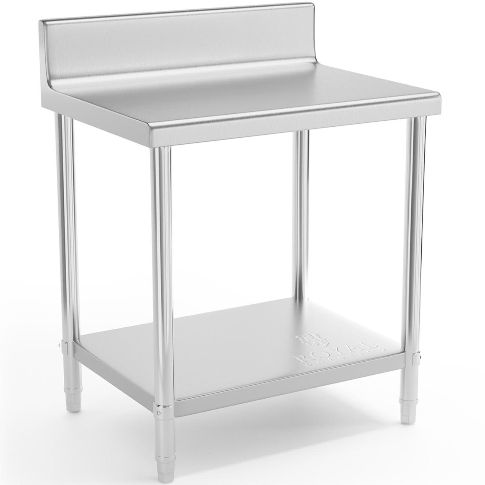 Worktop table steel stainless wall with a rand and 80x60cm shelf - Carlat