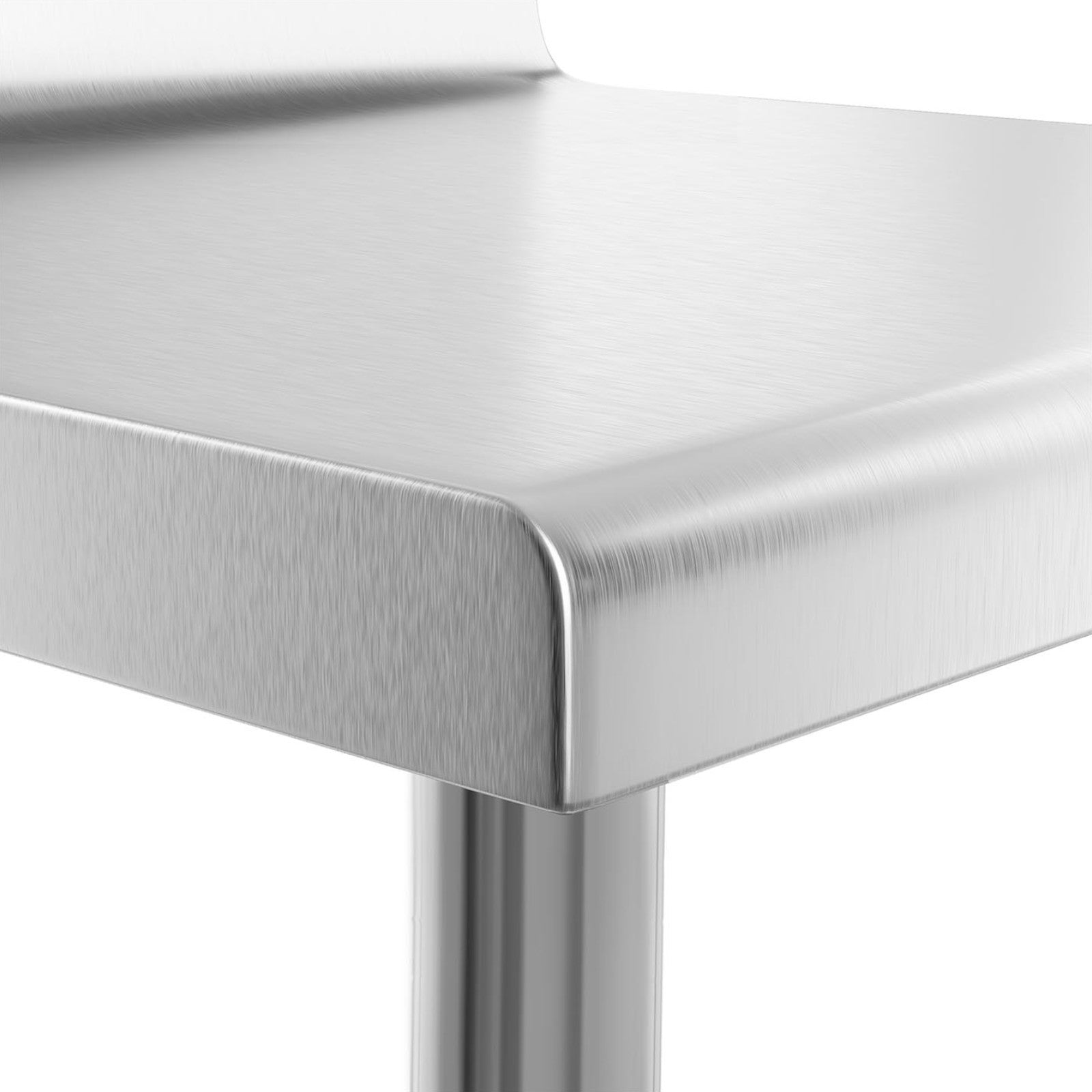 Worktop table steel stainless wall with a rand and 80x60cm shelf - Carlat