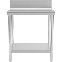 Worktop table steel stainless wall with a rand and 80x60cm shelf - Carlat