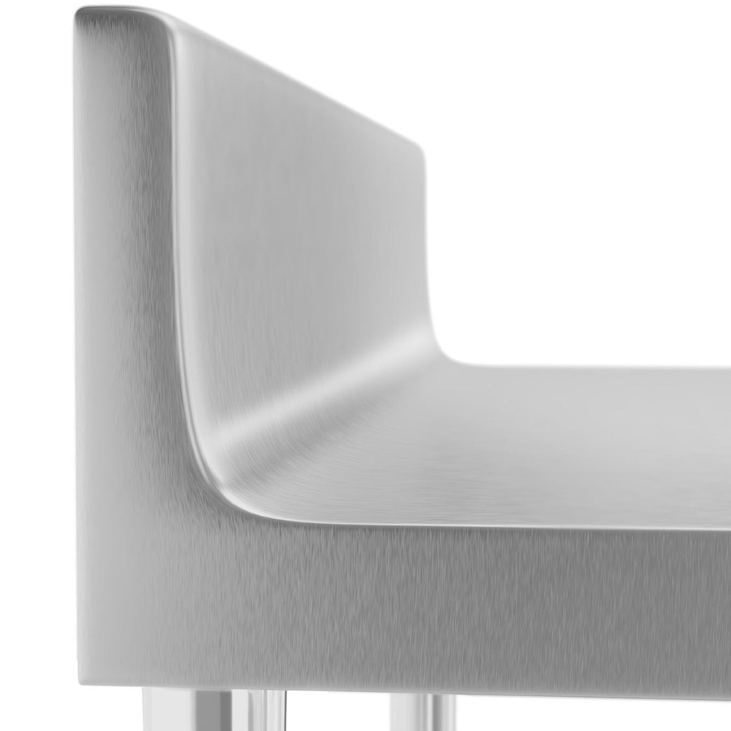 Worktop table steel stainless wall with a rand and 80x60cm shelf - Carlat