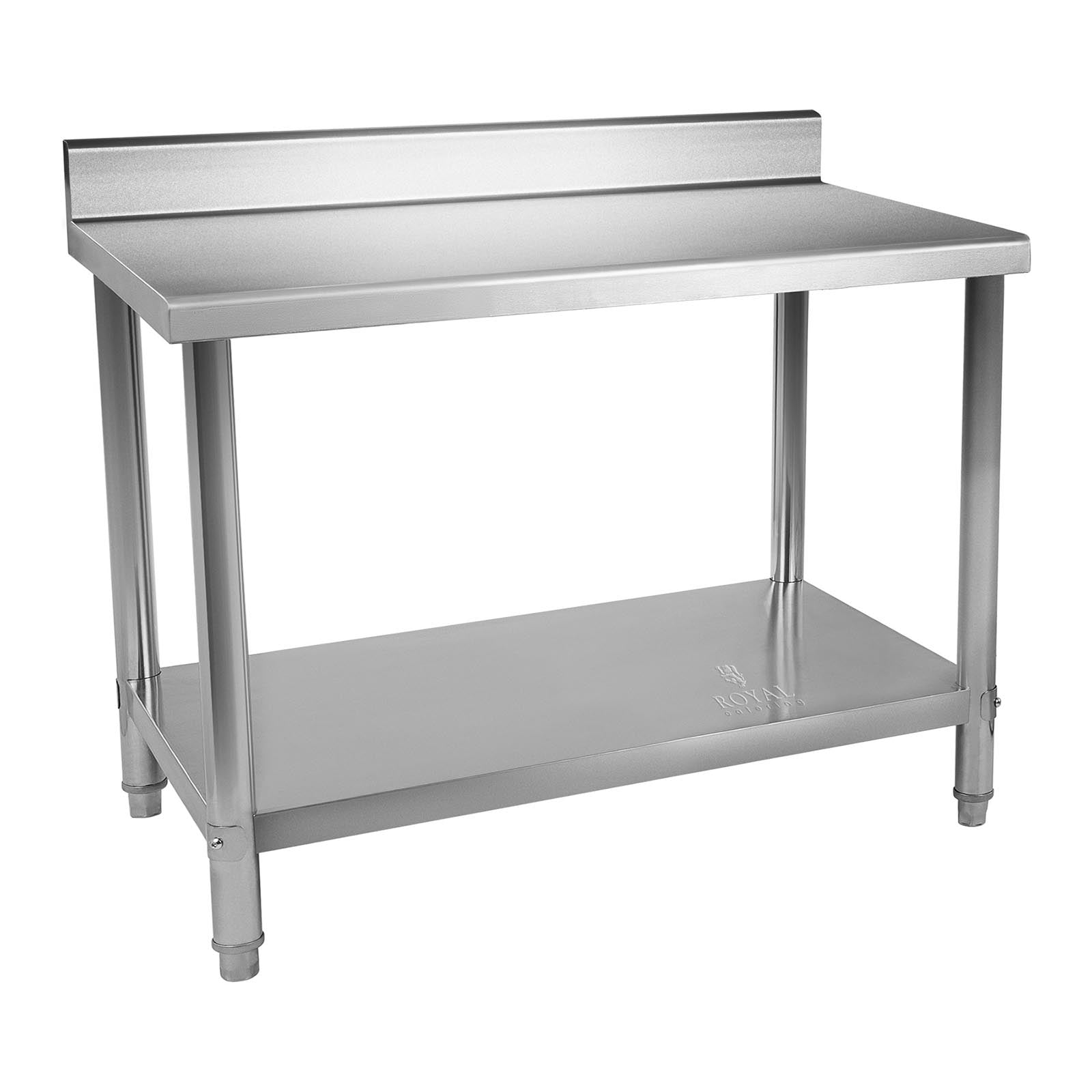 Worktop table with Rank and Slat Stainless Steel 120x70cm - Carlat