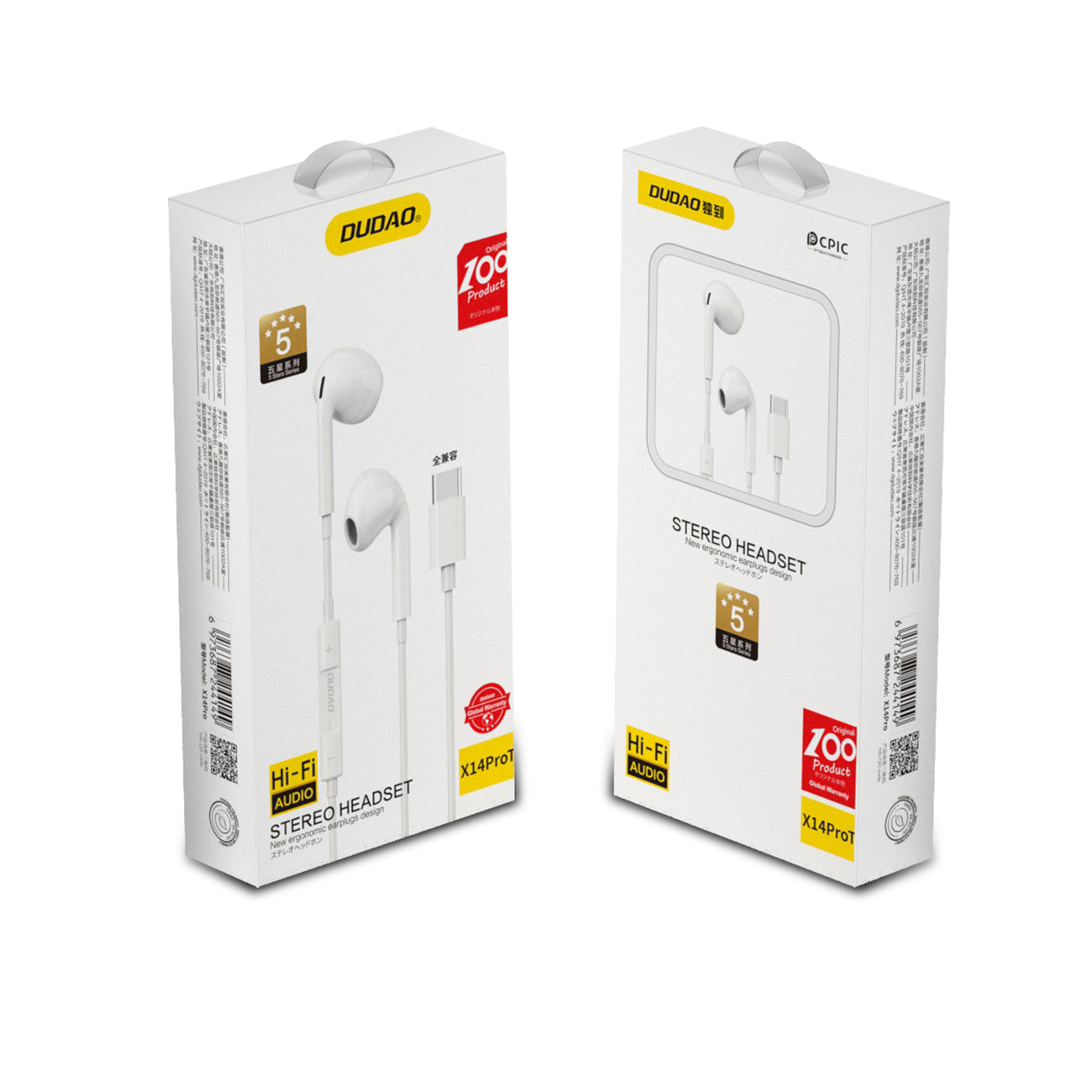 X14PROT in-ear headphones with USB-C connector, white - Carlat