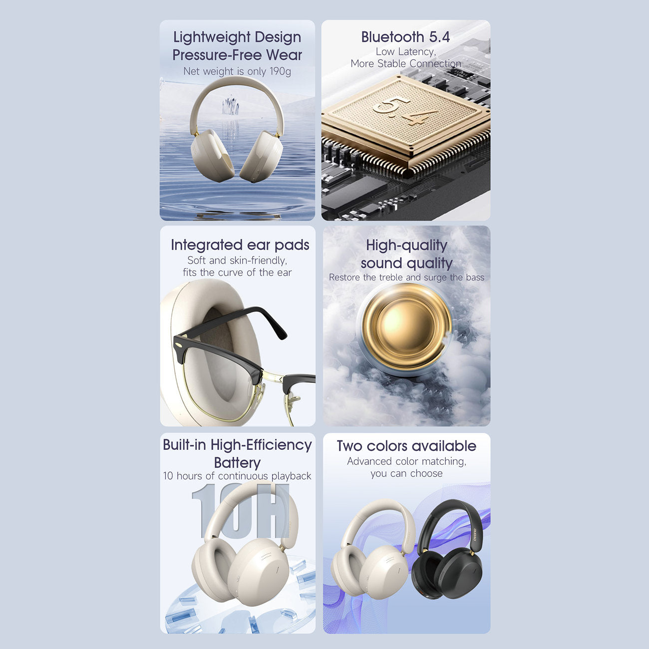 X22 Max Bluetooth ANC wireless over-ear headphones - beige - Carlat