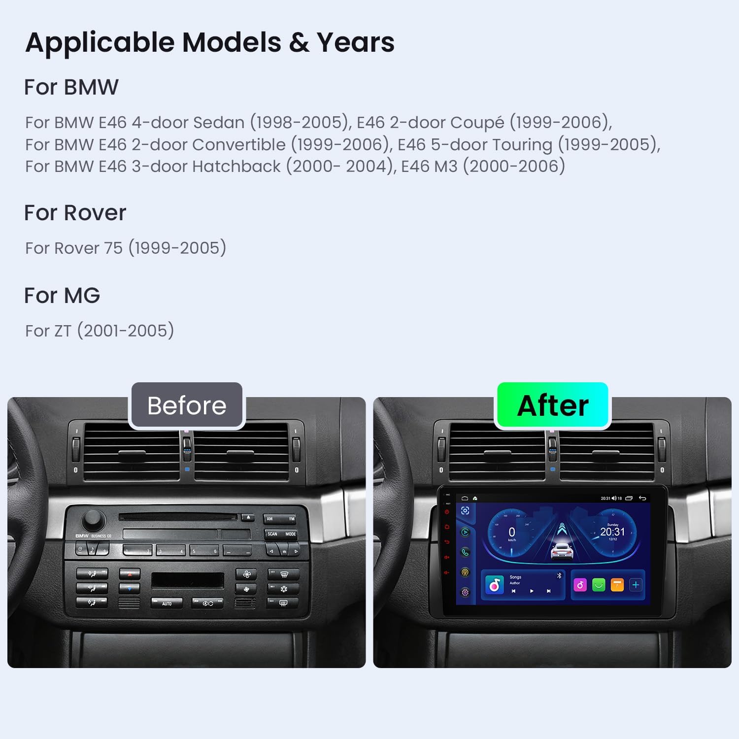 XTRONS Android Car Radio for BMW E46, 9 Inch IPS Screen Octa-Core 4+64GB Car Radio with Sat Nav, Integrated 4G Car Play Android Car DSP Bluetooth WiFi - Carlat
