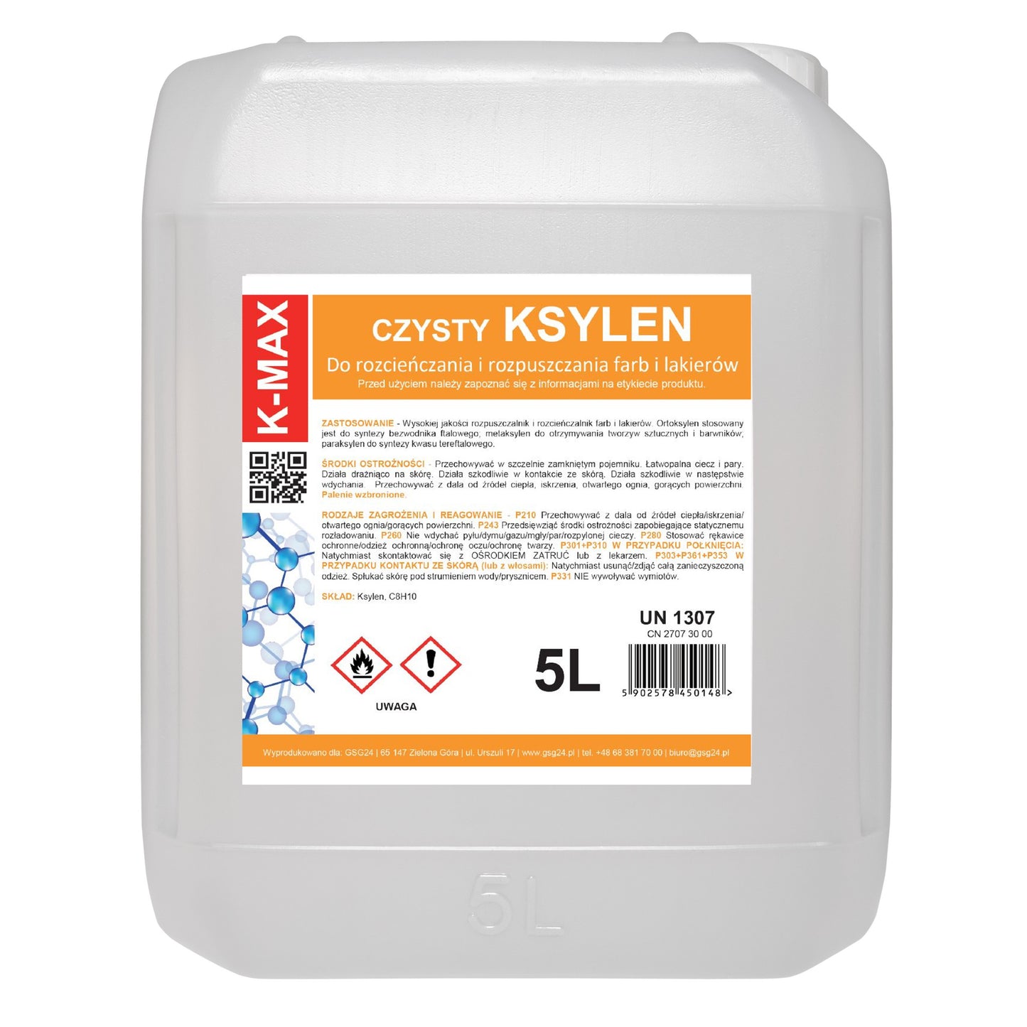 Xylene organic solvent for paints and varnishes K-MAX 5L - Carlat
