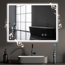 YOLEO Bathroom Mirror with Lighting, LED Bathroom Mirror with Metal Frame, Wall Mirror with Touch Switch and Explosion-proof Glass, 3 Adjustable Light Colours, 50 x 70 cm - Carlat
