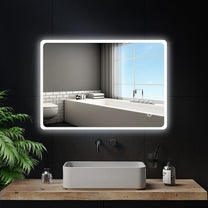 Youyijia LED bathroom Mirror with Lighting, 70 x 50 cm, Wall Mirror, Bathroom Mirror, Cool White, 6000 K, Energy-Saving Light Mirror - Carlat