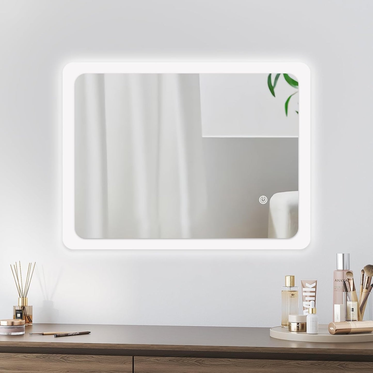 Youyijia LED bathroom Mirror with Lighting, 70 x 50 cm, Wall Mirror, Bathroom Mirror, Cool White, 6000 K, Energy-Saving Light Mirror - Carlat