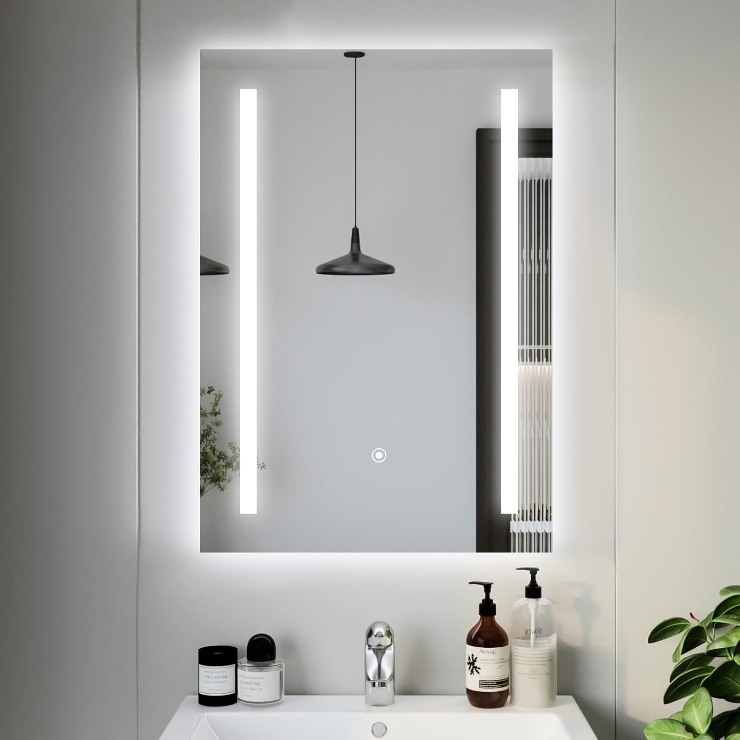 Youyijia LED bathroom Mirror with Lighting, 70 x 50 cm, Wall Mirror, Bathroom Mirror, Cool White, 6000 K, Energy-Saving Light Mirror - Carlat