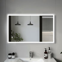 Youyijia LED bathroom Mirror with Lighting, 70 x 50 cm, Wall Mirror, Bathroom Mirror, Cool White, 6000 K, Energy-Saving Light Mirror - Carlat