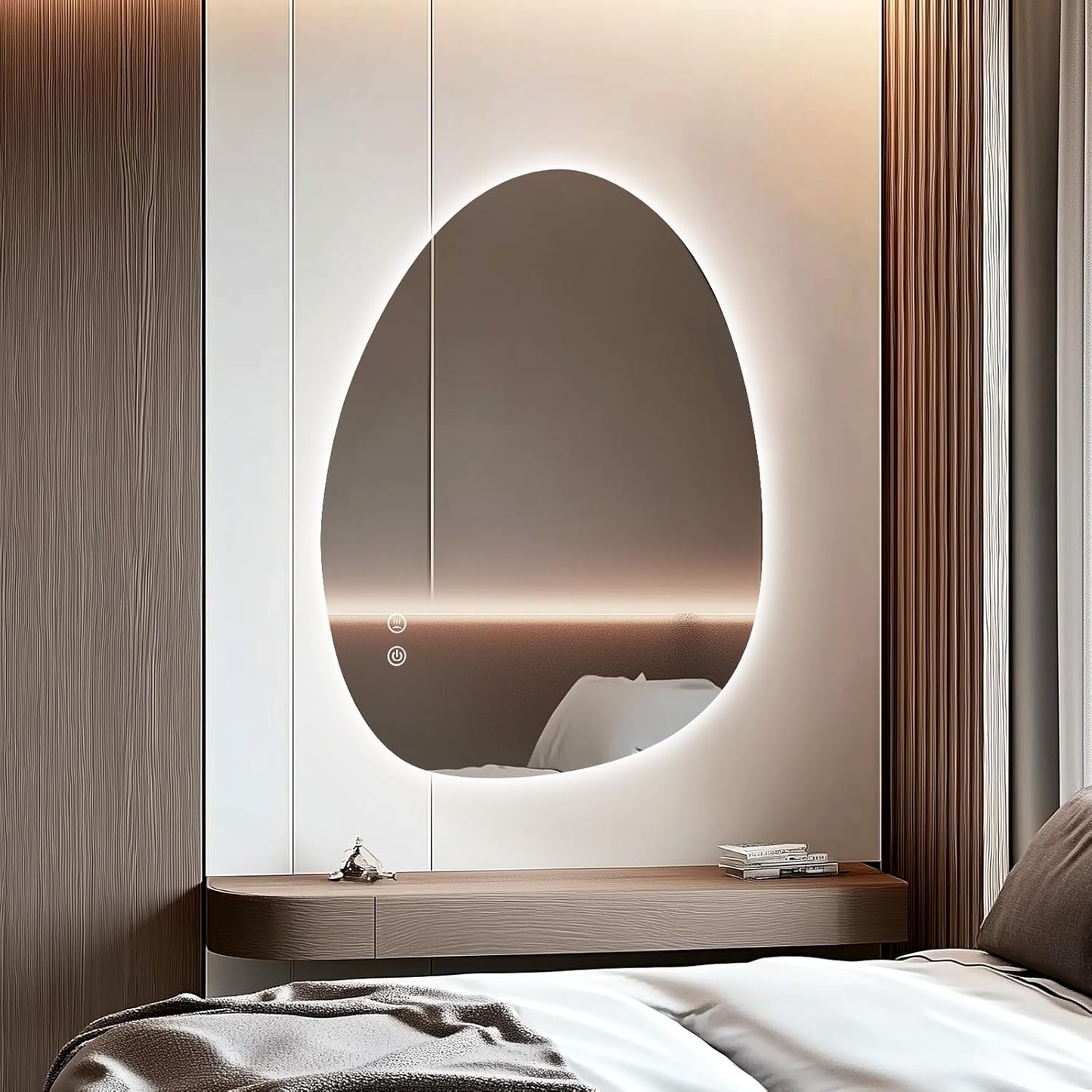 Youyijia LED bathroom Mirror with Lighting, 70 x 50 cm, Wall Mirror, Bathroom Mirror, Cool White, 6000 K, Energy-Saving Light Mirror - Carlat