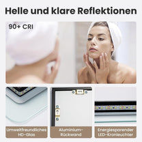 Youyijia LED bathroom Mirror with Lighting, 70 x 50 cm, Wall Mirror, Bathroom Mirror, Cool White, 6000 K, Energy-Saving Light Mirror - Carlat