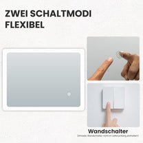 Youyijia LED bathroom Mirror with Lighting, 70 x 50 cm, Wall Mirror, Bathroom Mirror, Cool White, 6000 K, Energy-Saving Light Mirror - Carlat