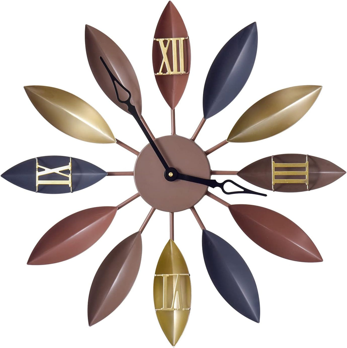 Yumyolk Vintage Leaf-Shaped Wall Clock with Roman Numerals, 58 cm - Carlat