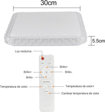 ZMH Ceiling Light LED Ceiling Light Bedroom Lamp Dimmable with Remote Control 30 cm Ceiling Lighting Crystal 32 W Kitchen Lamp Modern Hallway Lamp Square for Living Room Kitchen Hallway - Carlat