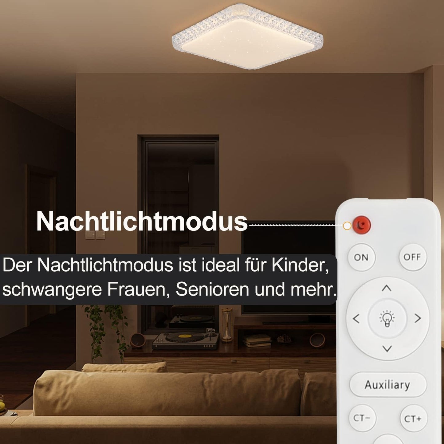 ZMH Ceiling Light LED Ceiling Light Bedroom Lamp Dimmable with Remote Control 30 cm Ceiling Lighting Crystal 32 W Kitchen Lamp Modern Hallway Lamp Square for Living Room Kitchen Hallway - Carlat