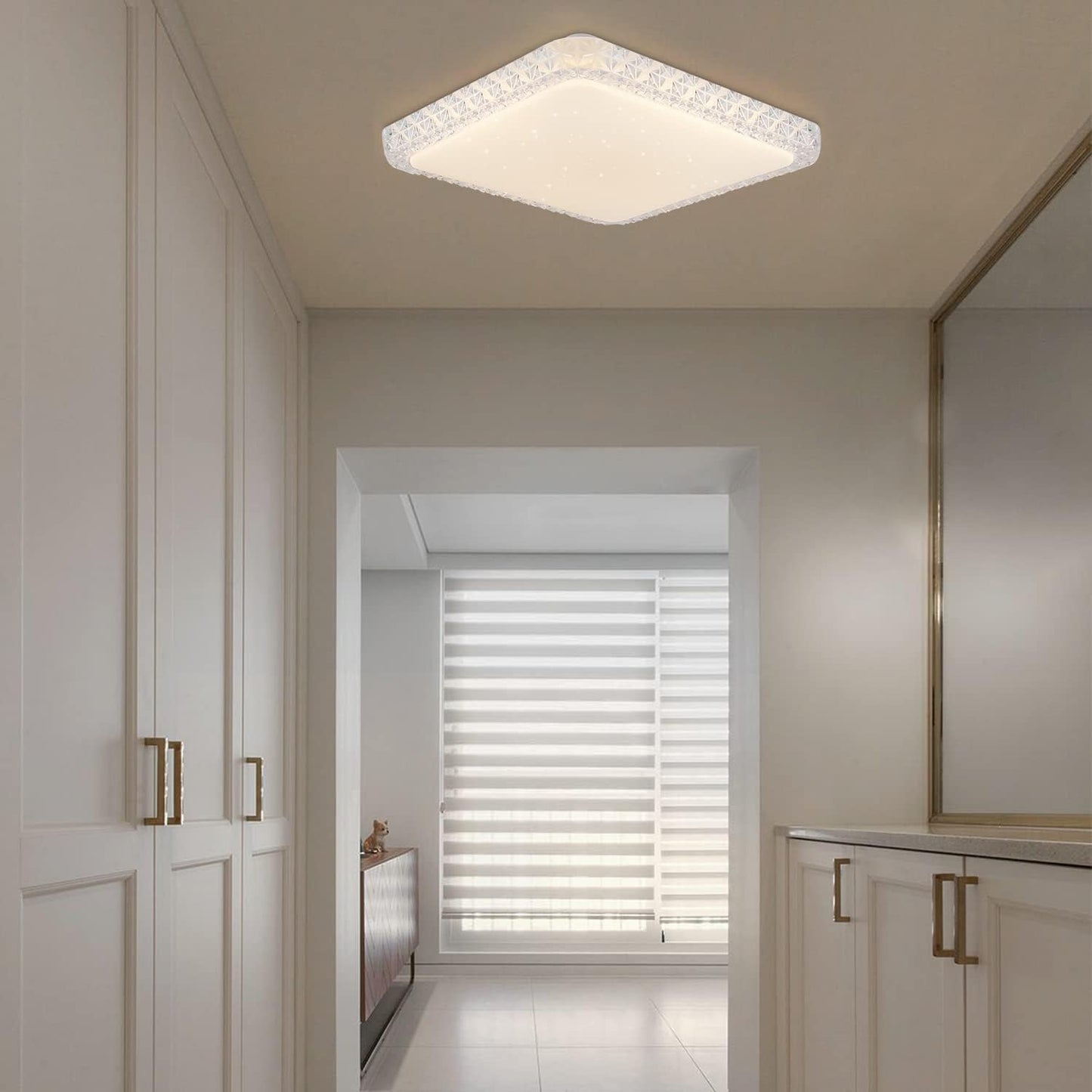 ZMH Ceiling Light LED Ceiling Light Bedroom Lamp Dimmable with Remote Control 30 cm Ceiling Lighting Crystal 32 W Kitchen Lamp Modern Hallway Lamp Square for Living Room Kitchen Hallway - Carlat