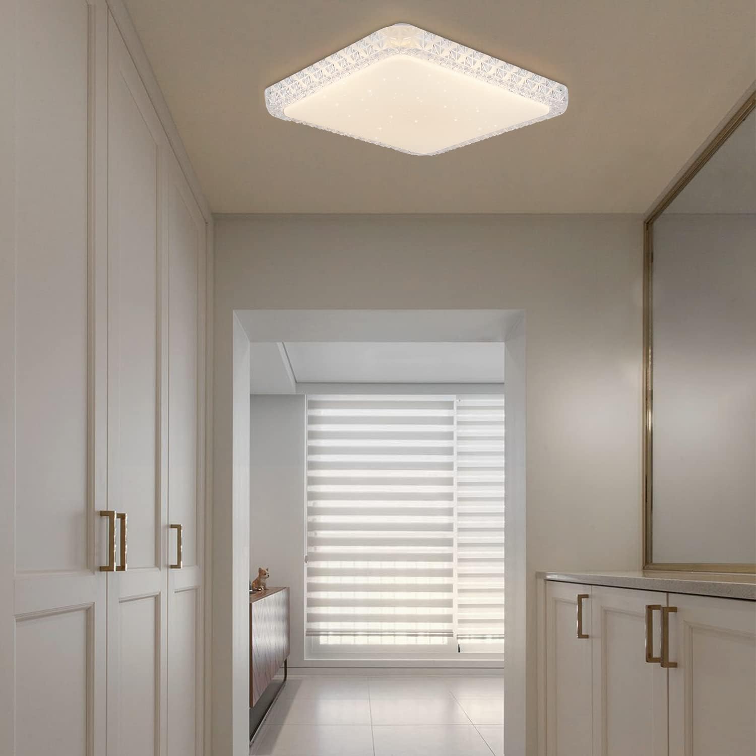 ZMH Ceiling Light LED Ceiling Light Bedroom Lamp Dimmable with Remote Control 30 cm Ceiling Lighting Crystal 32 W Kitchen Lamp Modern Hallway Lamp Square for Living Room Kitchen Hallway - Carlat