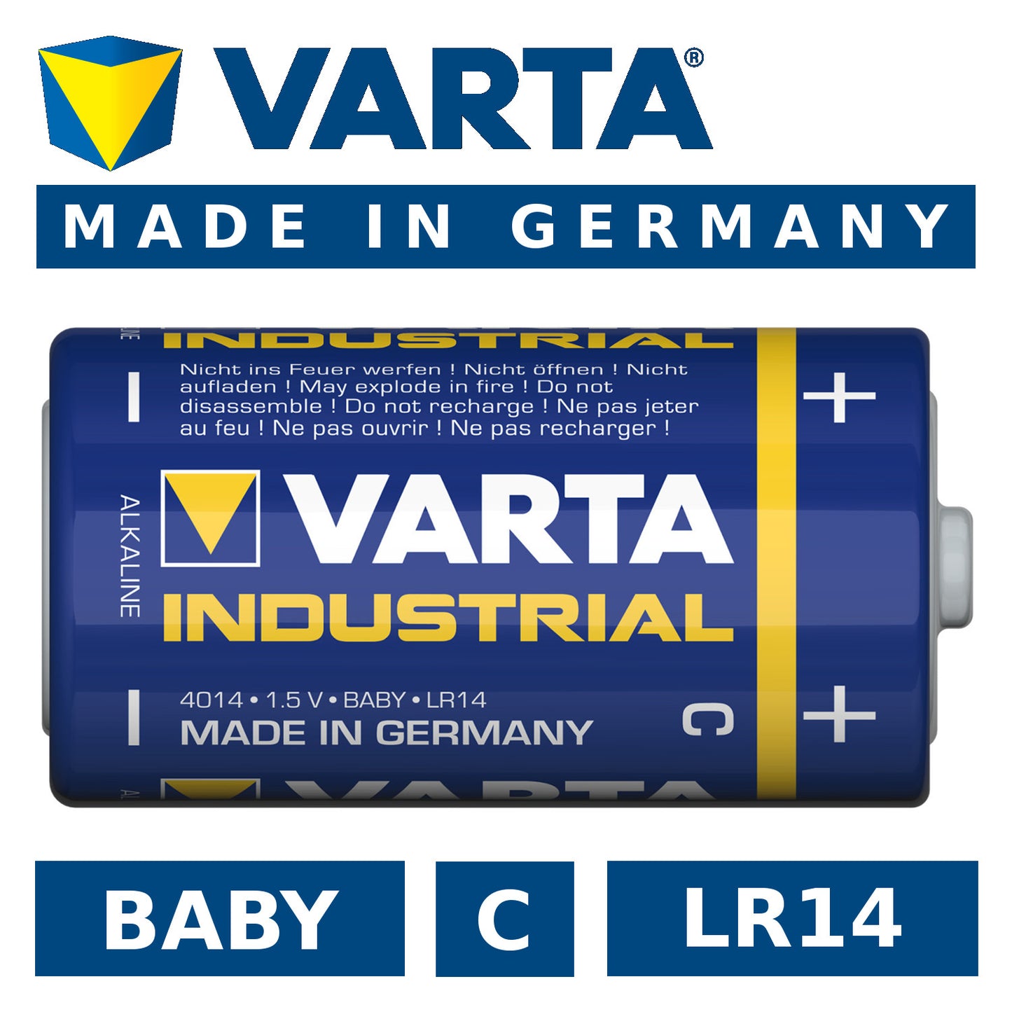 Varta 1x Varta Industrial 4014 R-14 LR14 C 1.5V Alkaline Battery – image 2