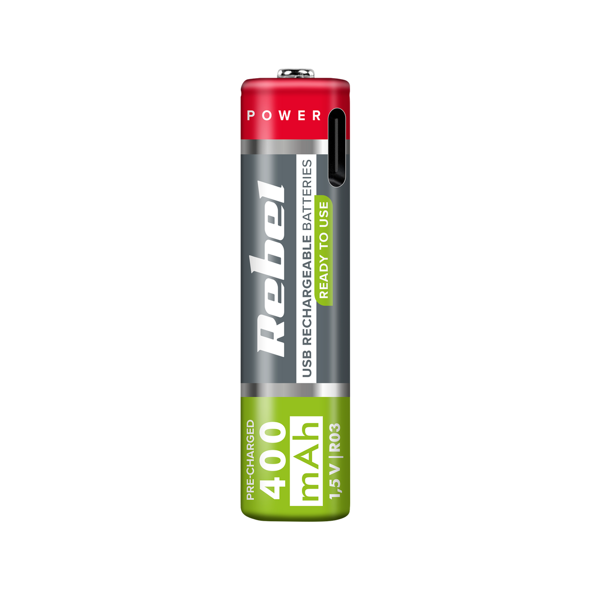 Rebel REBEL AAA Rechargeable Batteries, 400 mAh, Li-ion, 1.5V, 2 per pack, R3, Type-C connector – image 2