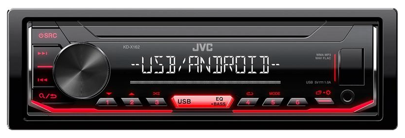JVC Car stereos (CD/MP3/Video/DVD) – JVC KDX-162 USB Car Radio - RED