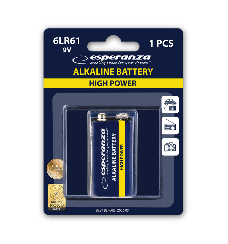 Esperanza Alkaline – EZB110 Esperanza Alkaline Battery 6LR61, 1 piece, blister pack – image 7