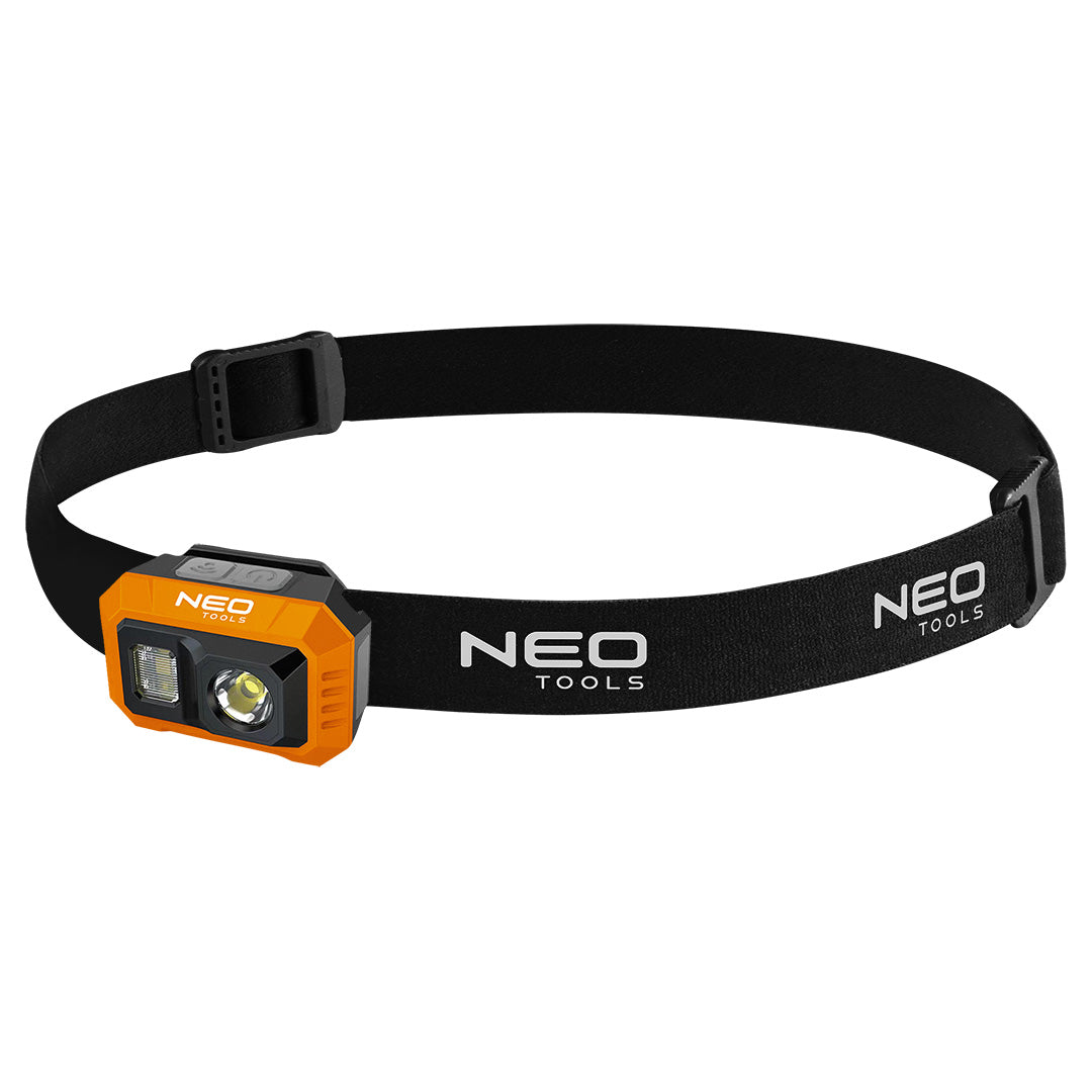 NEO TOOLS Flashlights – Rechargeable Headlamp, 500 lm, USB, COB LED (12 LEDs)