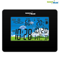 GreenBlue GreenBlue GB148B Black Weather Station, Clock, Calendar, and Moon Phase Display – image 3