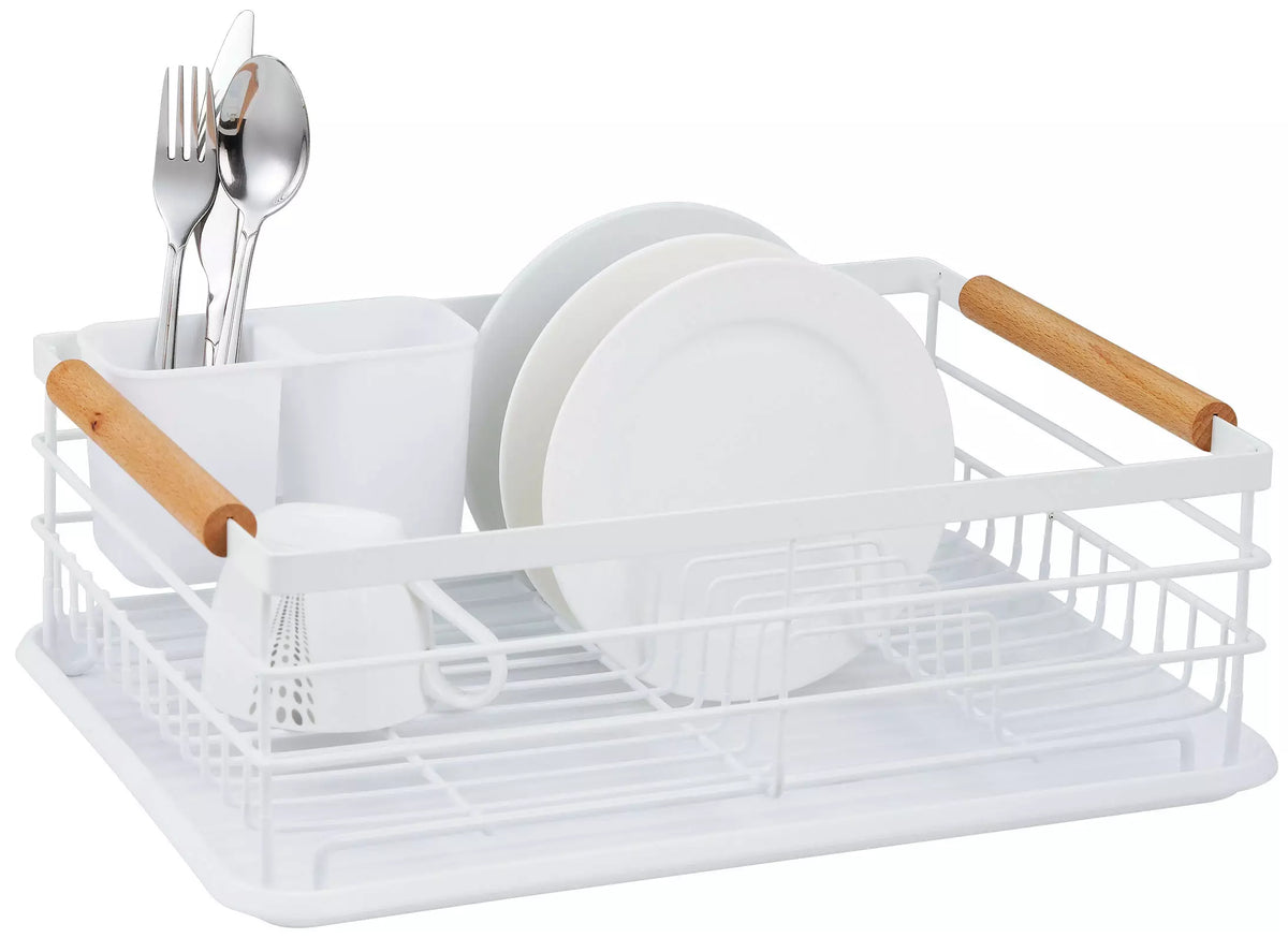 KINGHoff Kitchen Accessories – Dish rack, steel and plastic, white, Kinghoff