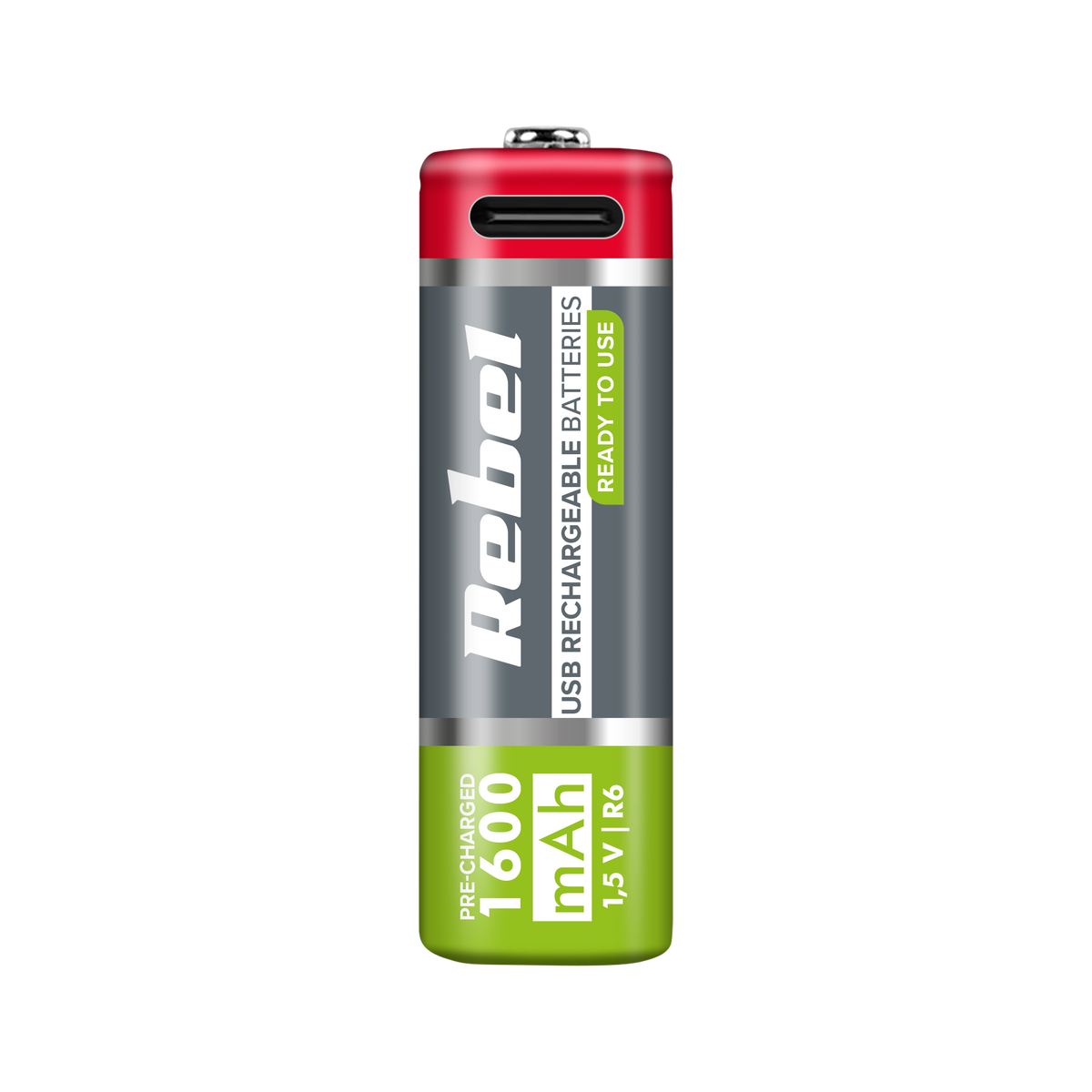 Rebel REBEL AA Rechargeable Batteries, 1600 mAh, Li-ion, 1.5V, 2 per pack, R6, Type-C connector – image 2