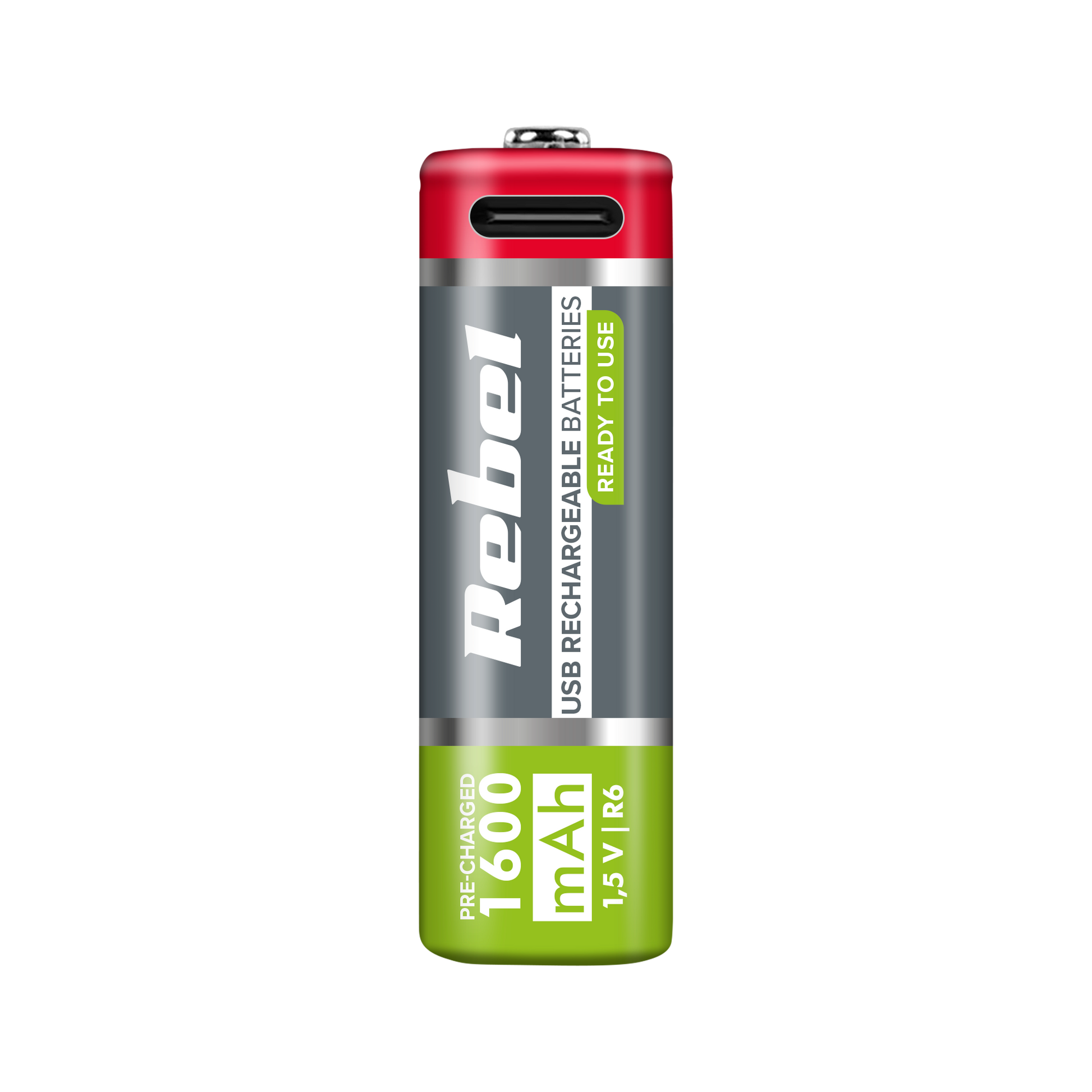 Rebel REBEL AA Rechargeable Batteries, 1600 mAh, Li-ion, 1.5V, 2 per pack, R6, Type-C connector – image 2