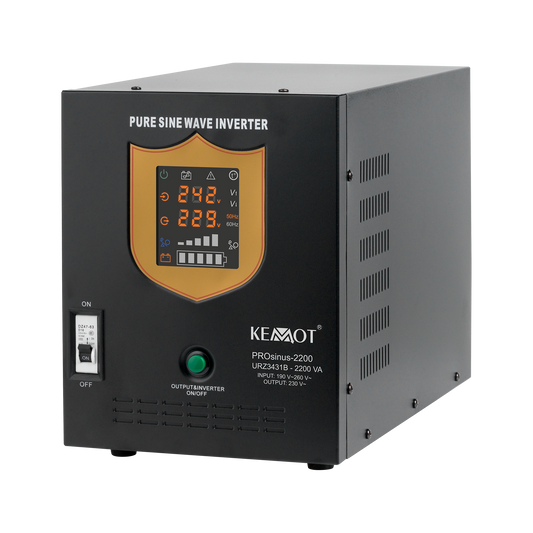 Kemot KEMOT PROsinus-2200 Uninterruptible Power Supply (UPS) — a power converter with a pure sine wave output and a charging function — 12V, 230V, 2200VA/1600W — black