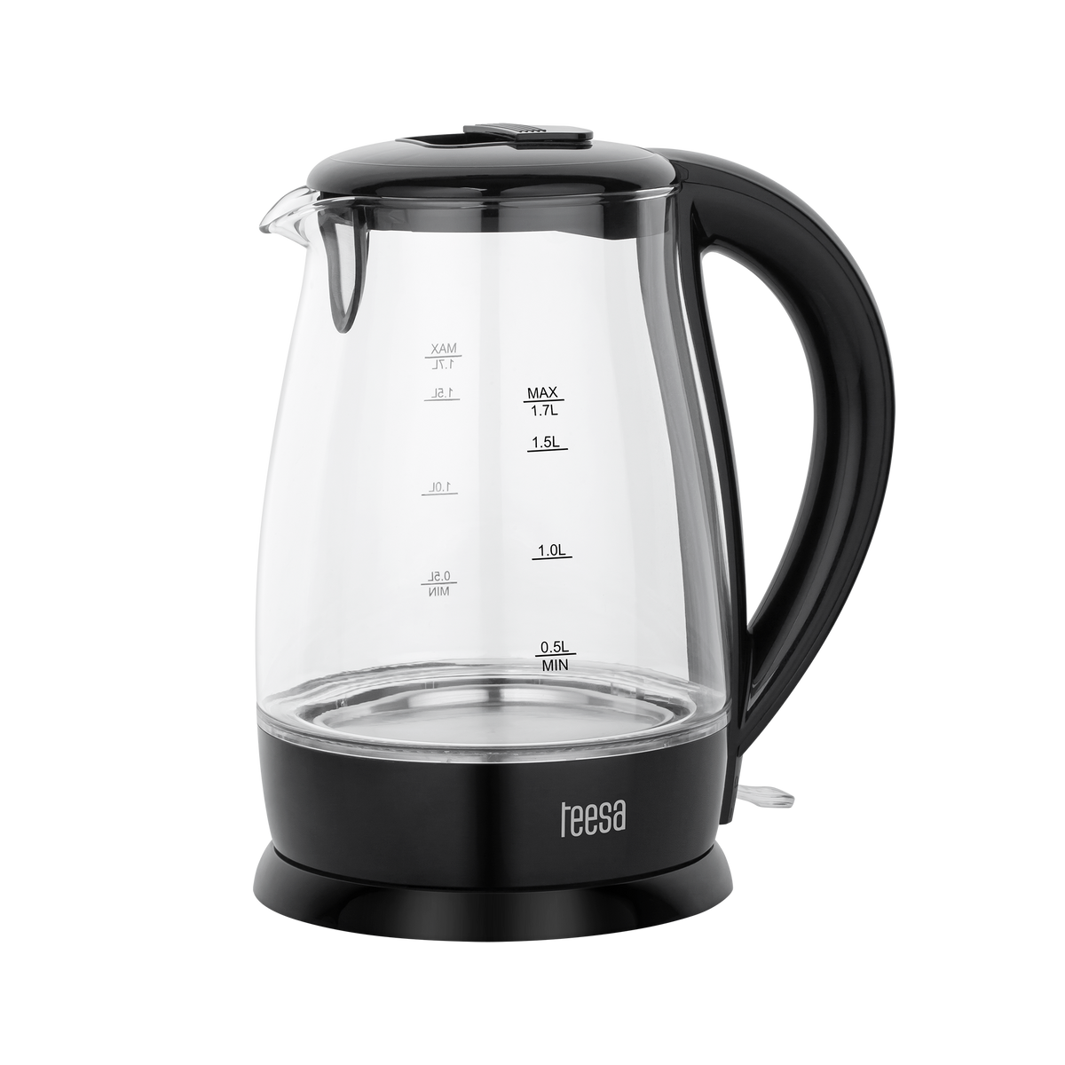 Teesa Electric – TEESA Electric Kettle, Glass, 2200 W, Black, 1.7 L