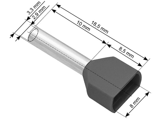 Blow Connectors – 43-089# Insulated connector, 2x2.5/10 sleeve, gray, 100 pcs.