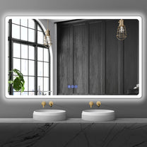 baklon Bathroom Mirror with Lighting, 120 x 70 cm, Bathroom Wall Mirror and Touch Switch, IP65 LED Mirror Bathroom with Memory Function, 3 Colour Temperatures, Horizontal/Vertical, HD Tempered Glass - Carlat