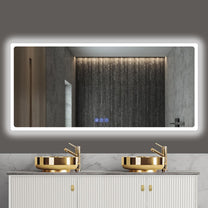 baklon Bathroom Mirror with Lighting, 120 x 70 cm, Bathroom Wall Mirror and Touch Switch, IP65 LED Mirror Bathroom with Memory Function, 3 Colour Temperatures, Horizontal/Vertical, HD Tempered Glass - Carlat