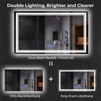 baklon Bathroom Mirror with Lighting, 120 x 70 cm, Bathroom Wall Mirror and Touch Switch, IP65 LED Mirror Bathroom with Memory Function, 3 Colour Temperatures, Horizontal/Vertical, HD Tempered Glass - Carlat