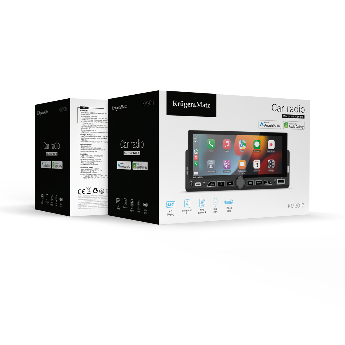 Kruger&Matz Car stereos (CD/MP3/Video/DVD) – Kruger&amp;Matz Car Stereo; KM2017 CarPlay/Android Auto – image 8