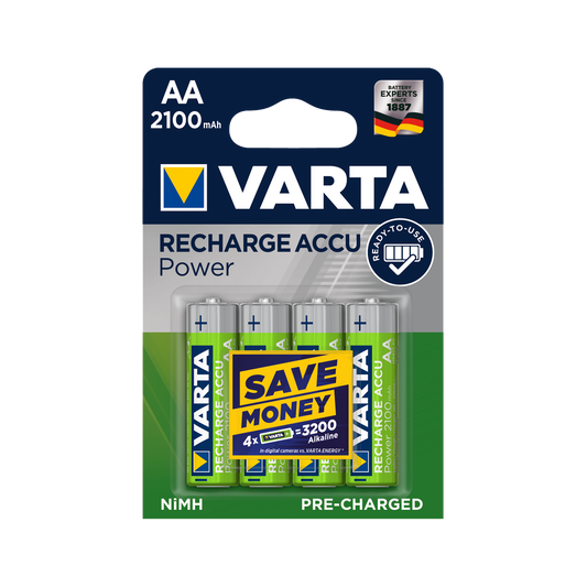 Varta Rechargeable batteries: 9V – VARTA AA 2100mAh Batteries, 4 per pack