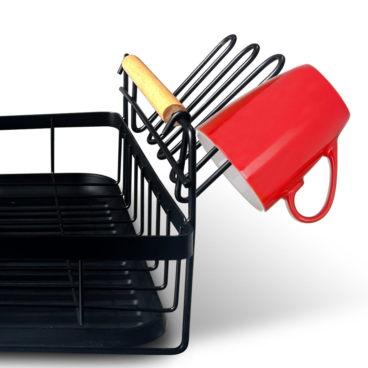 RTO Large, freestanding, two-tier dish and cutlery drying rack with drip tray – image 3