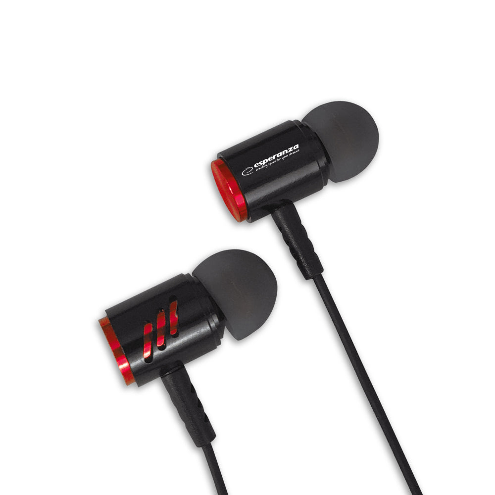 Esperanza EH207KR Esperanza Metal In-Ear Headphones with Microphone, EH207, Black and Red