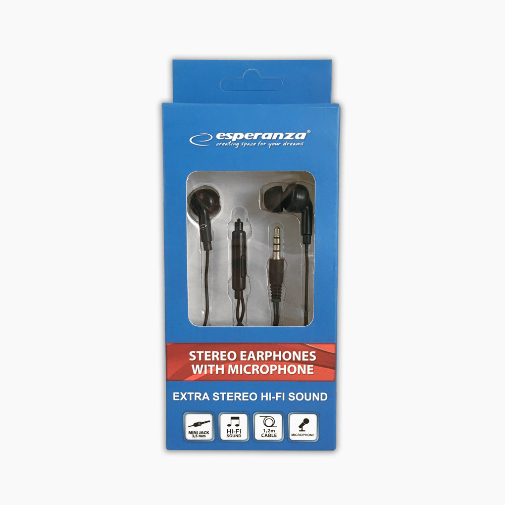 Esperanza Earbuds – EH190K Esperanza In-Ear Headphones with Microphone EH190, Black – image 3