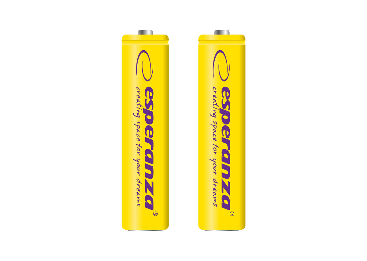 Esperanza EZA101Y Esperanza Ni-MH AAA Rechargeable Batteries, 1000 mAh, 2-Pack, Yellow