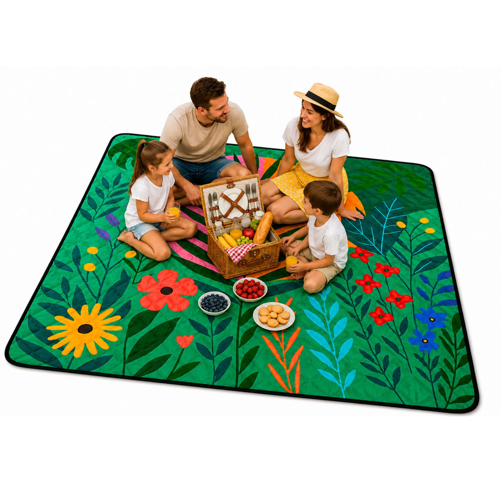 LEAN Colorful Beach, Picnic, and Travel Blanket with Plant Print, 100x150 cm – image 2