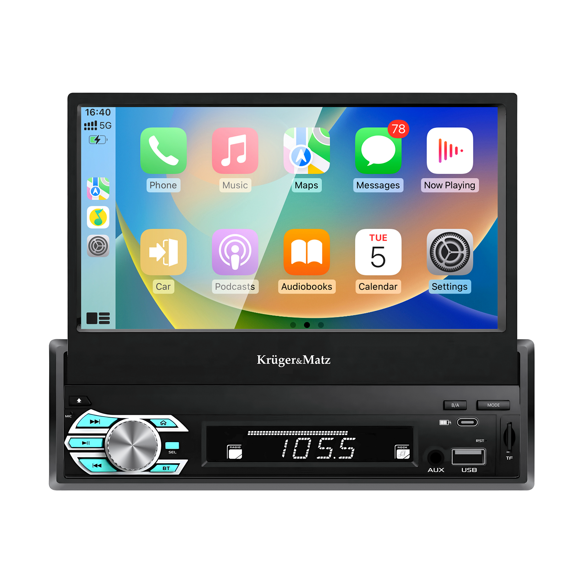 Kruger&Matz Kruger&amp;Matz KM2018 Car Stereo with a 7" Sliding Screen, CarPlay/Android Auto