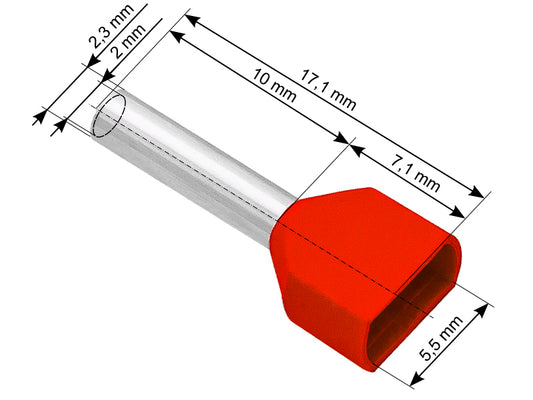 Blow Connectors – 43-086# Insulated Connector, 2x1.0/10 Sleeve, Red, 100 pcs.