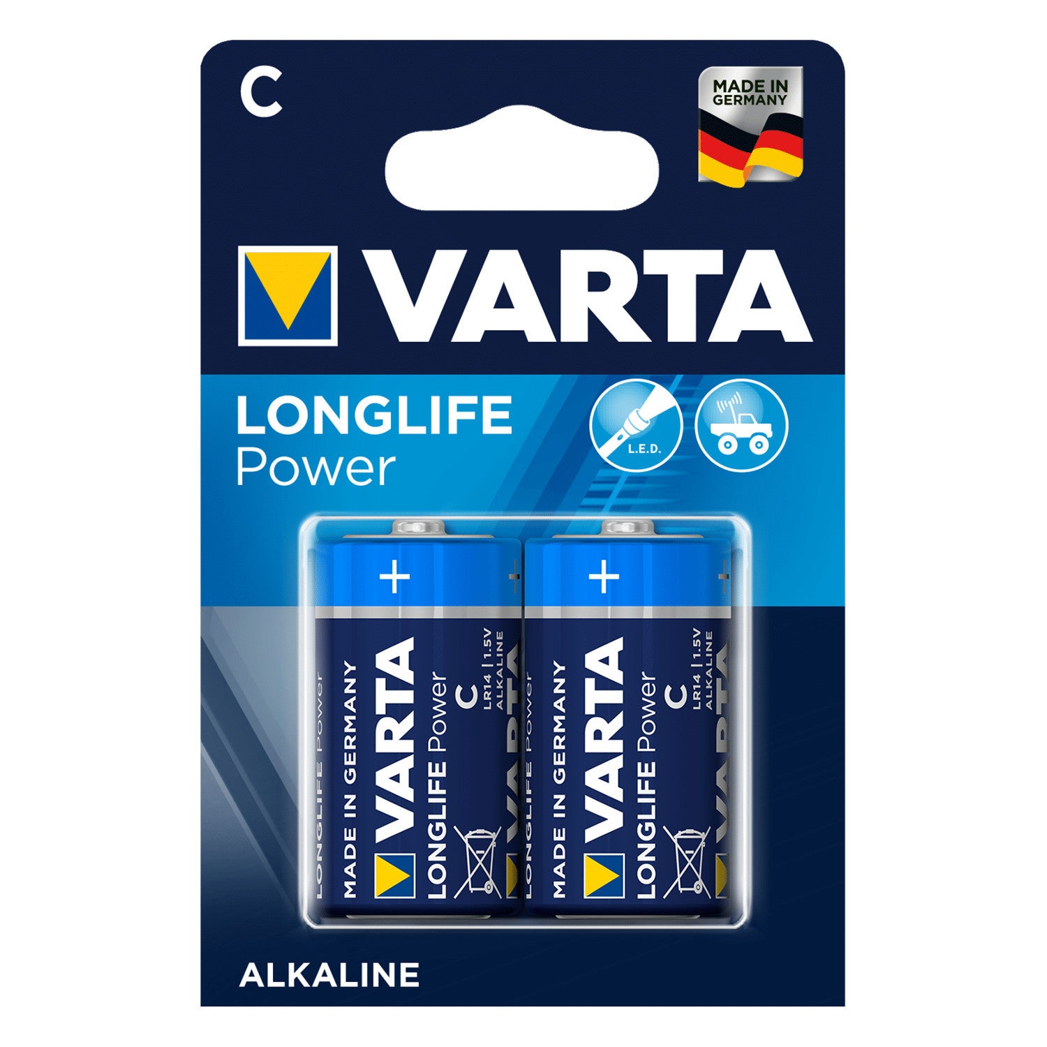 Varta 2x R-14 LR14 C 1.5V Varta Longlife Alkaline Batteries, Blister Pack