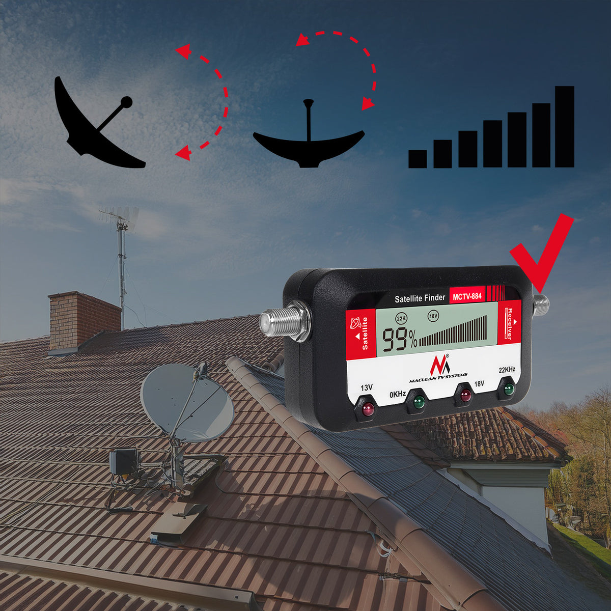 Maclean Maclean Satellite Meter, Digital Display, 25 cm F-F Cable, MCTV-884 – image 5
