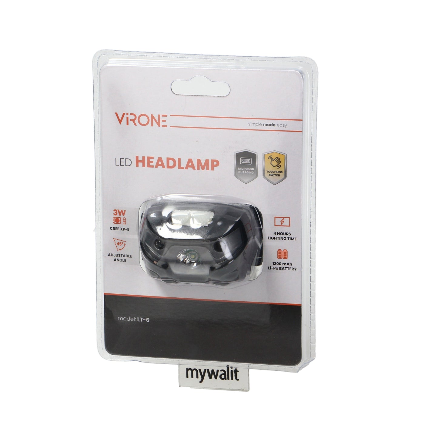 Orno 3W LED Headlamp, 120 lm, 1200 mAh Li-Po, adjustable head – image 2